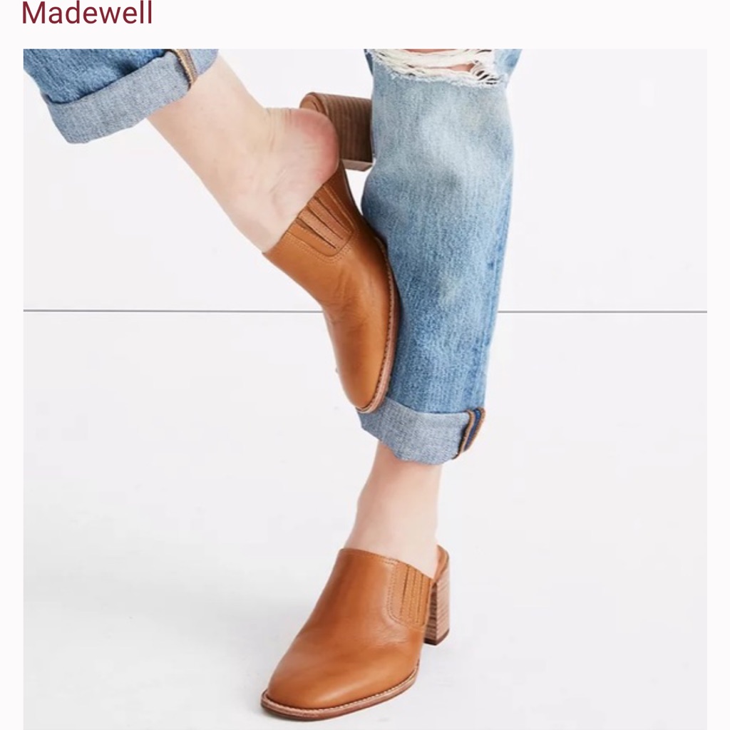 Madewell The Carey Mule Tan Leather Size 6 Brand Gently Worn